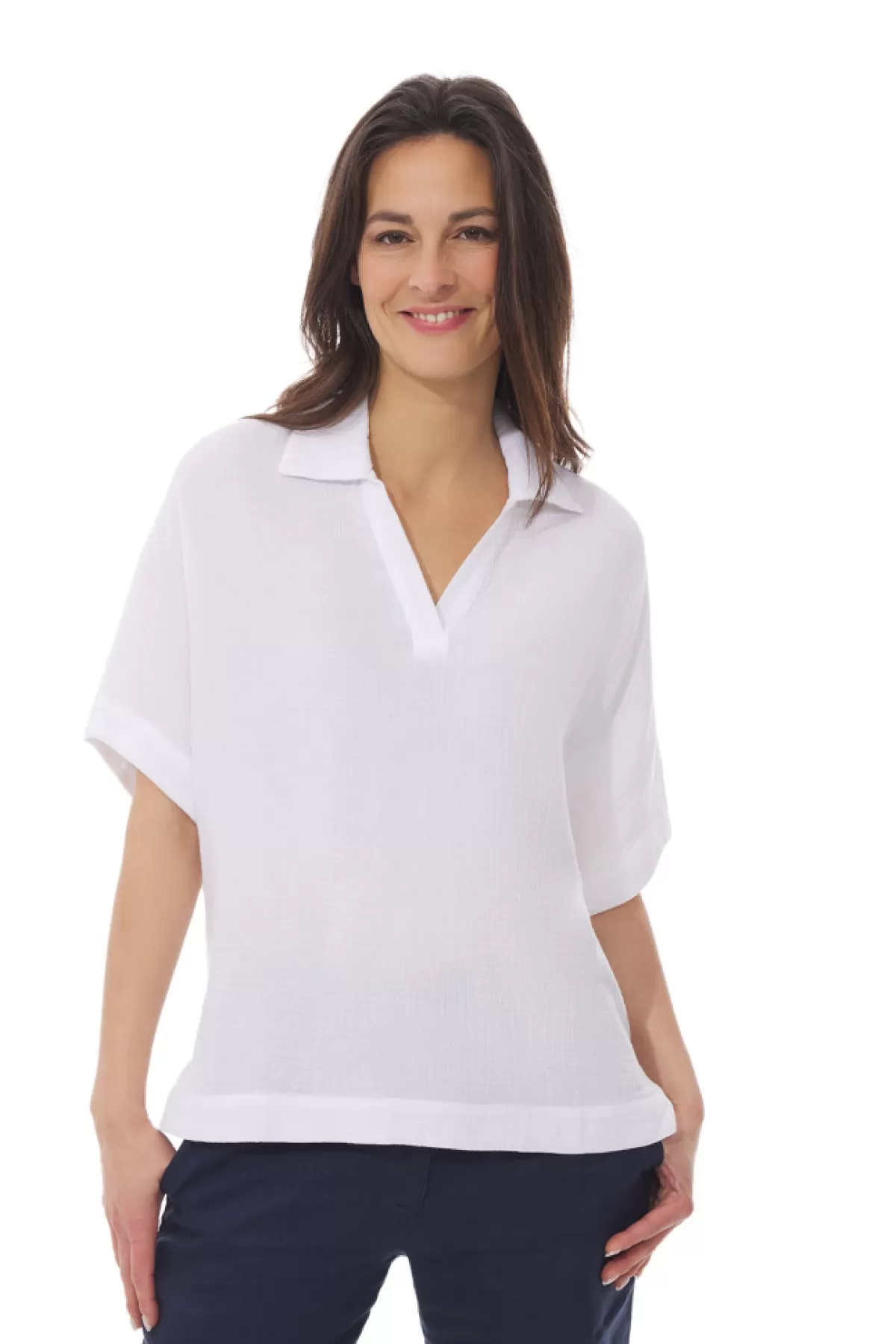 Women Mousqueton Blouse En Gaze De Coton