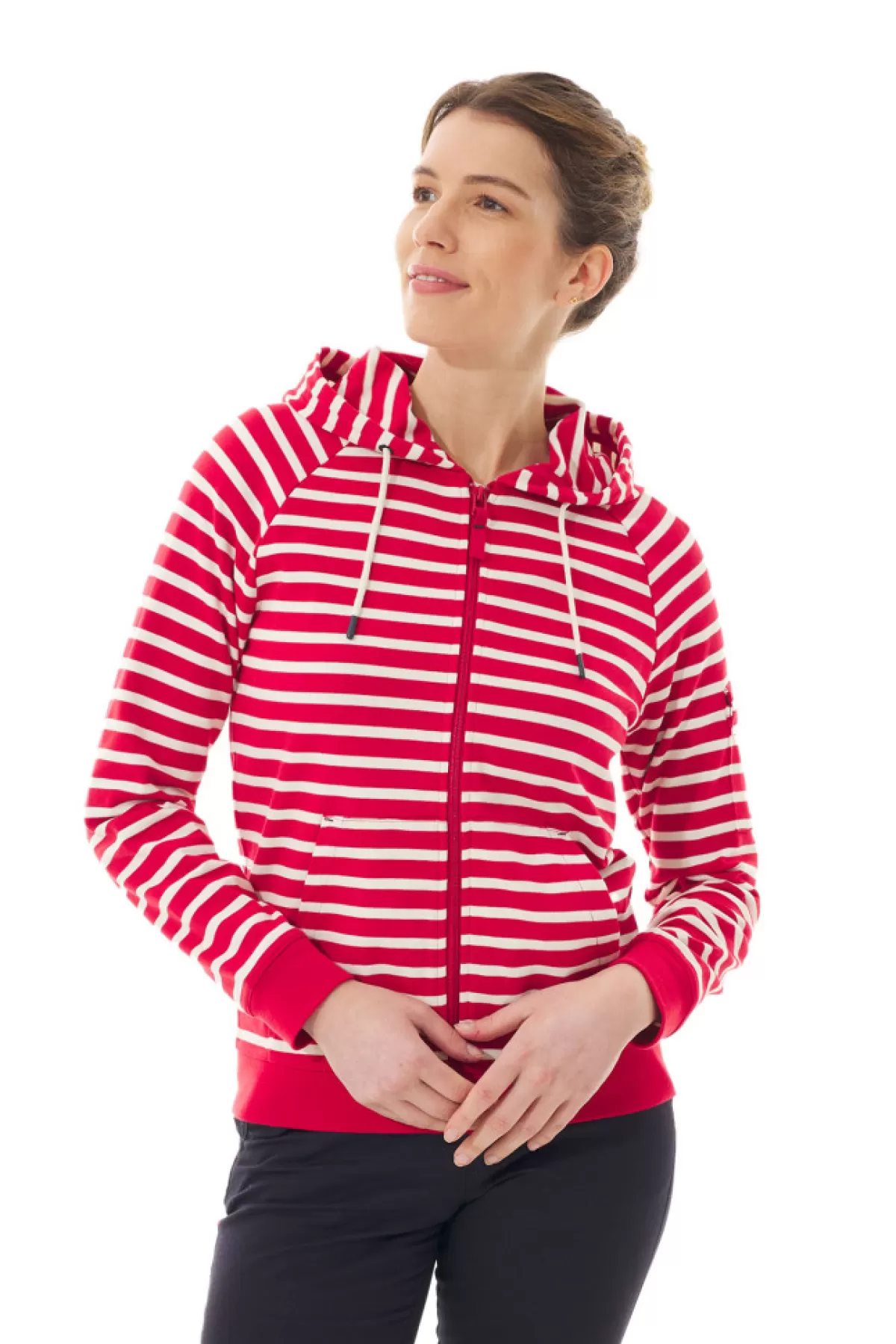 Women Mousqueton Gilet Zippé Rayé