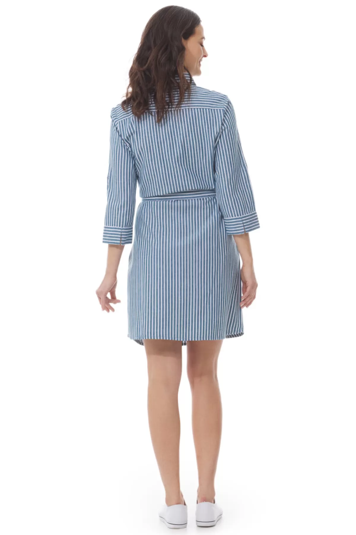 Women Mousqueton Robe Chemise En Chambray